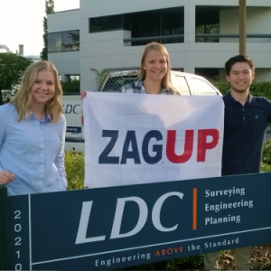 LDC employees with ZAGUP sign